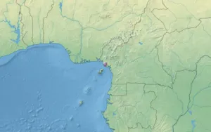 Map of the Mount Cameroon and Bioko montane forests ecoregion in west Africa