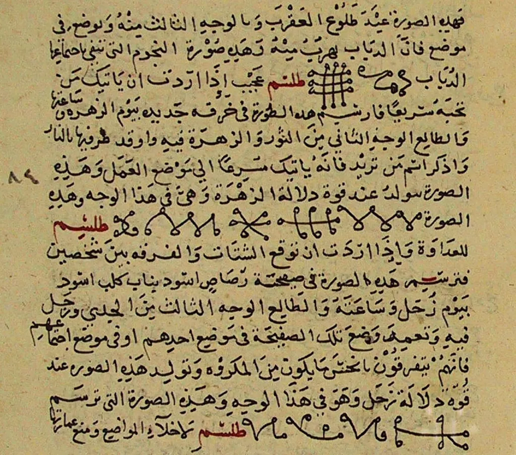 Arabic Picatrix page with talisman figures