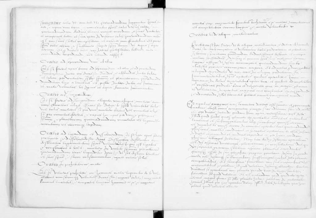 Open Latin Picatrix manuscript with two pages of text