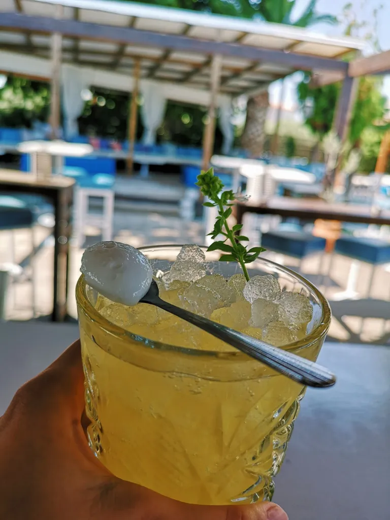 A glass of mastic-flavoured iced drink