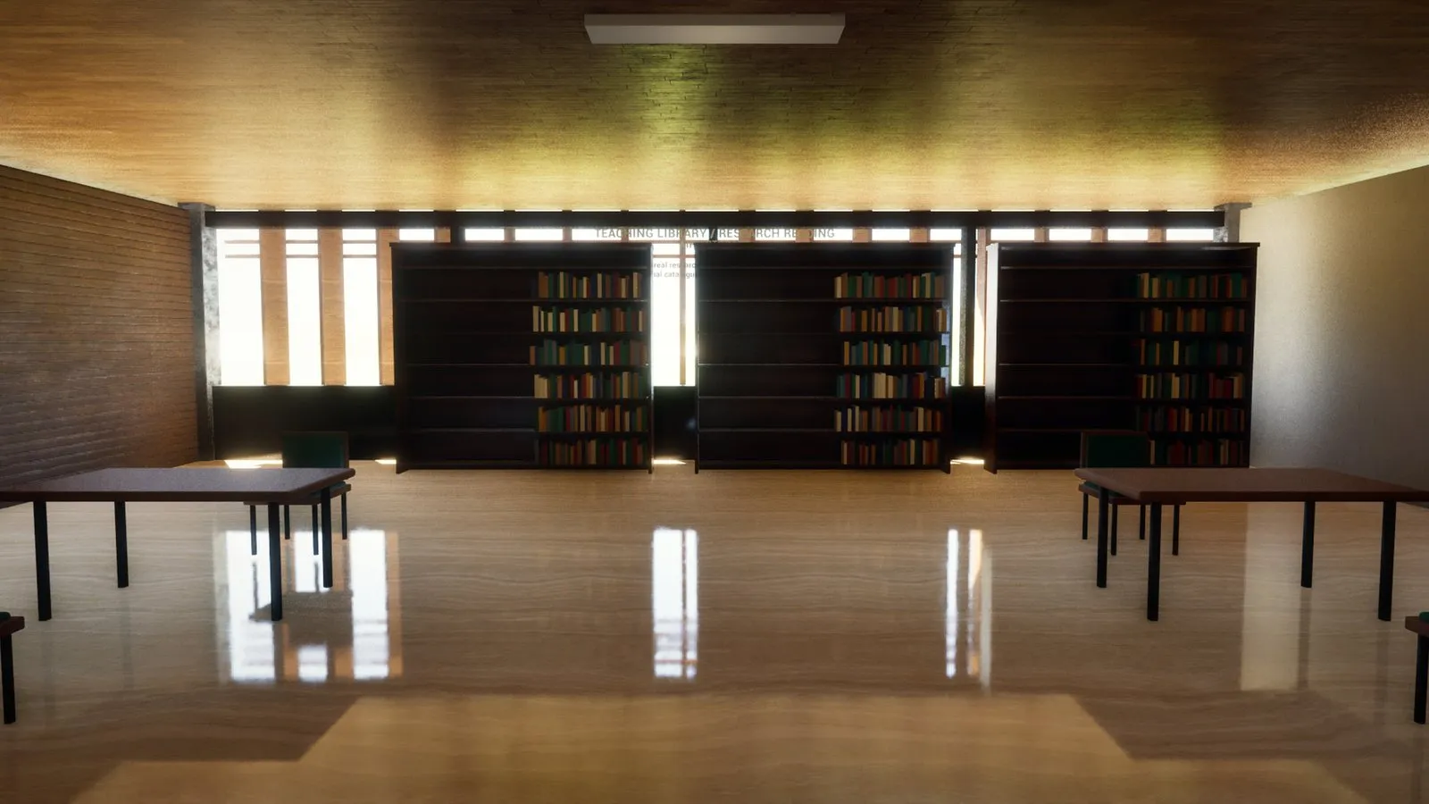 The teaching library and reading room on the upper floor