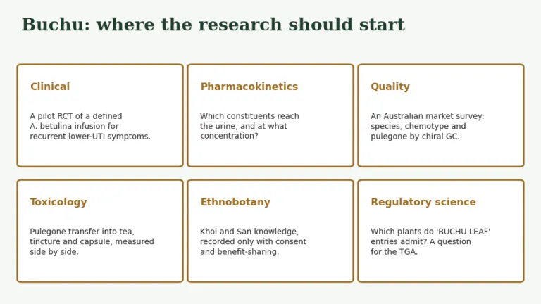 Agathosma betulina review, chapter 12: Discussion and research still required