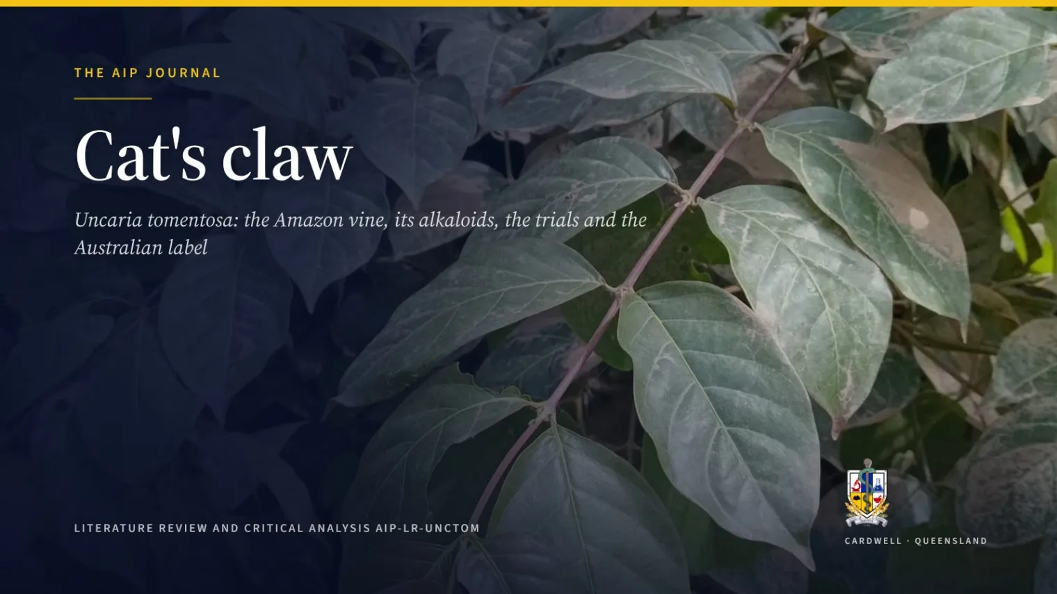 Cat's claw (Uncaria tomentosa): arthritis trials and safety - Australian Institute of Pharmacognosy