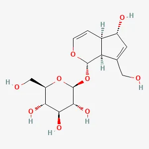 Aucubin structure, an iridoid glycoside with a glucose unit