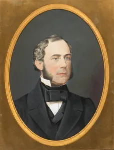 Painted portrait of Edward Robinson Squibb in an oval gilt frame