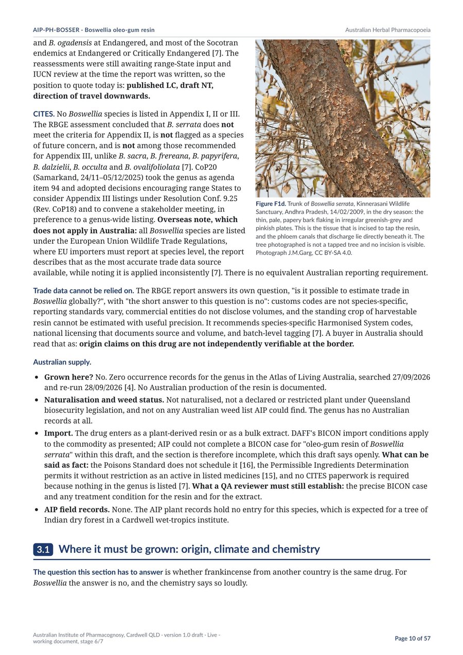 Boswellia oleo-gum resin, a page of the typeset edition