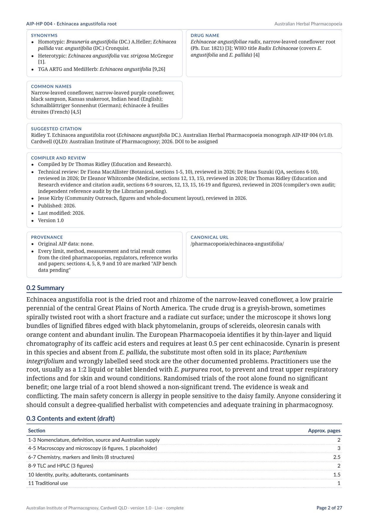 Page 2 of Echinacea angustifolia root